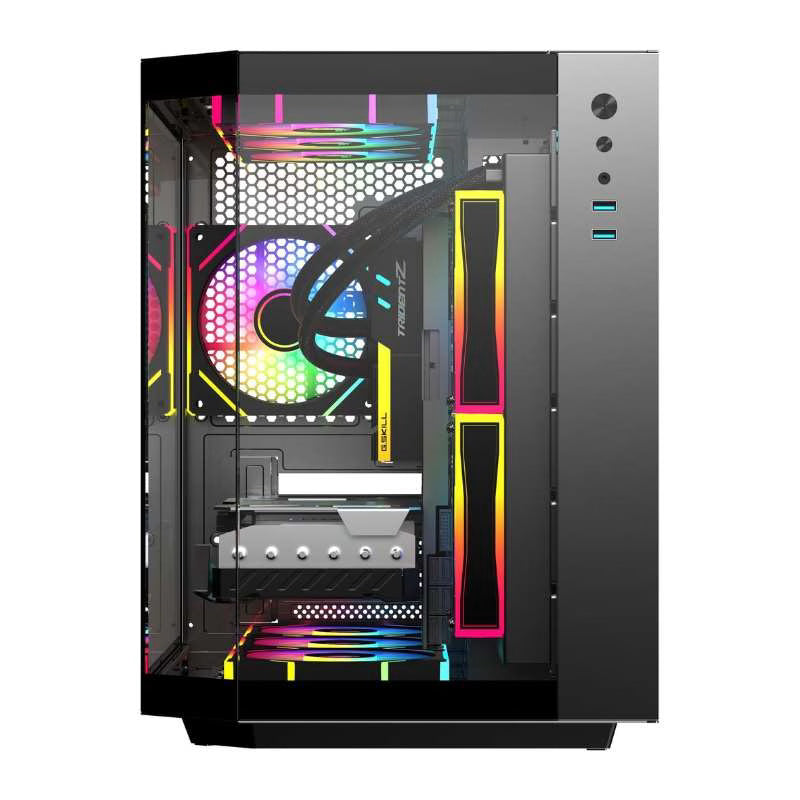 كيس ألعاب زجاجي مقوى من SAMA Neview 2771M MATX (3 مراوح ARGB مثبتة مسبقًا + مروحة ARGB HUB) - أسود