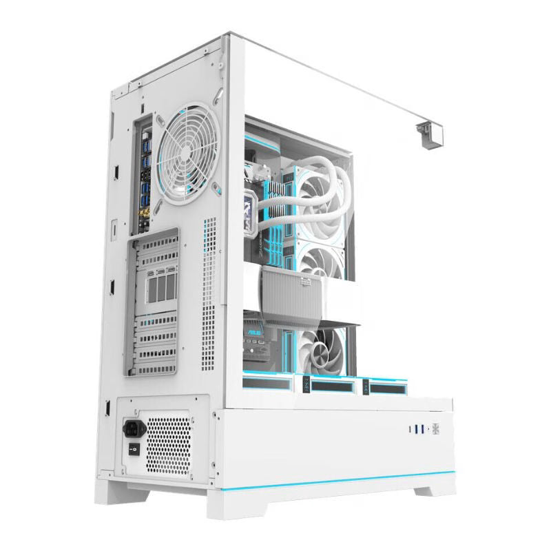 صندوق ألعاب DarkFlash DY450L Pro ATX من الزجاج المقسّى بدون مراوح - أبيض