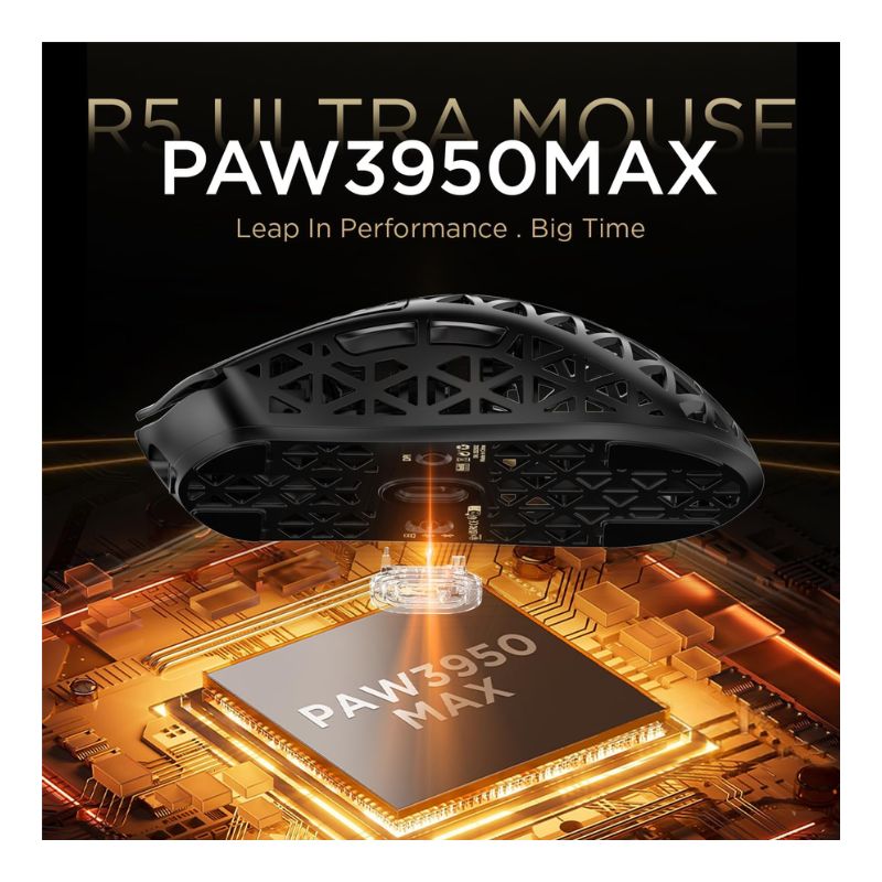 Attack Shark R5 Ultra Carbon Fiber 42000 DPI RGB Wireless Gaming Mouse – Black