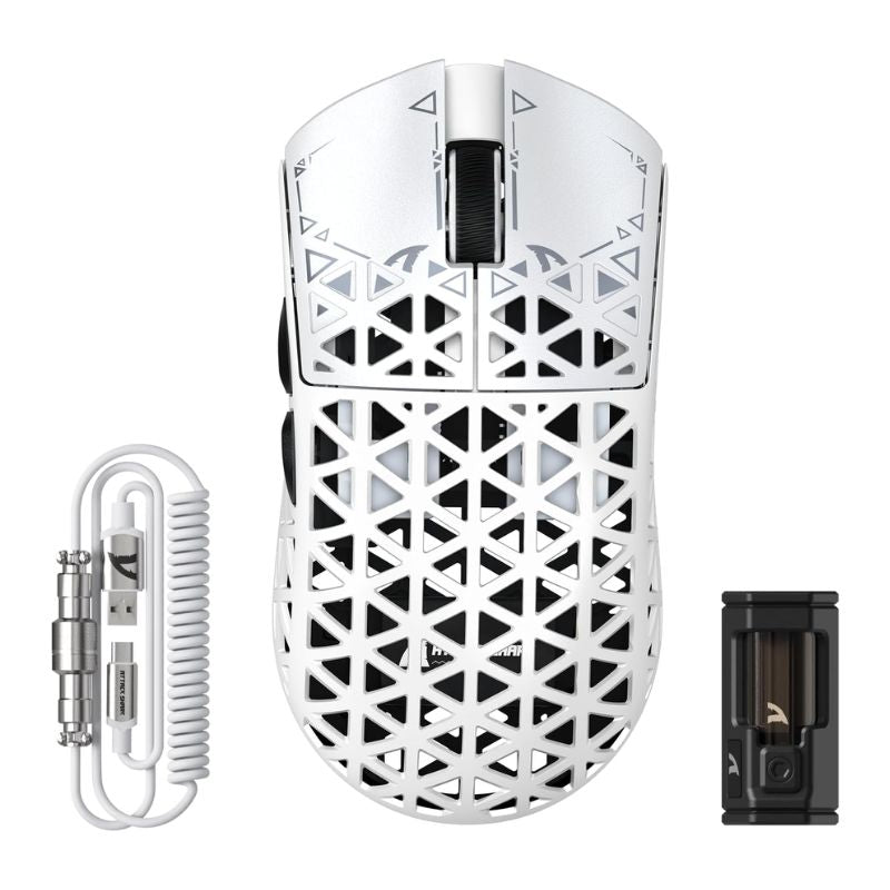 Attack Shark R5 Ultra Carbon Fiber 42000 DPI RGB Wireless Gaming Mouse – White