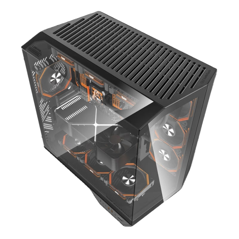 كيس ألعاب كمبيوتر مكتبي DarkFlash DY470 ATX مع (4 مراوح ARGB مثبتة مسبقًا) - أسود