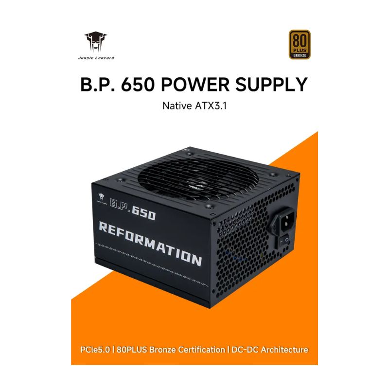 مزود الطاقة Jungle Leopard BP650 بقوة 650 وات بمعيار 80+ برونزي قابل للتركيب بالكامل - أسود