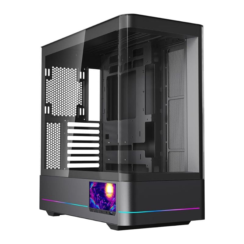 Jungle Leopard AC-02 Mid Tower ATX Gaming Case With LCD Display (Without Fans) – Black