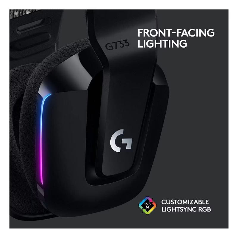 سماعة الألعاب اللاسلكية Logitech G733 LIGHTSPEED RGB – أسود