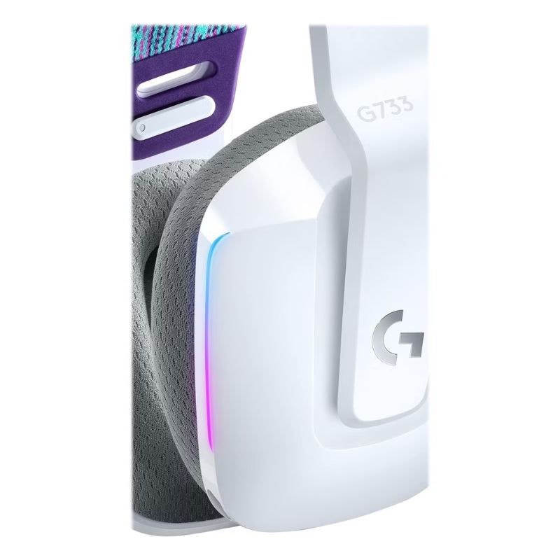 سماعة الألعاب اللاسلكية Logitech G733 LIGHTSPEED RGB – أبيض