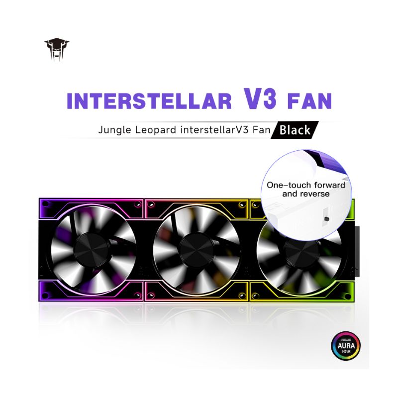 مراوح Jungle Leopard Interstellar V3 ARGB القابلة للعكس 120 ملم (عبوة 3 مراوح) - أسود