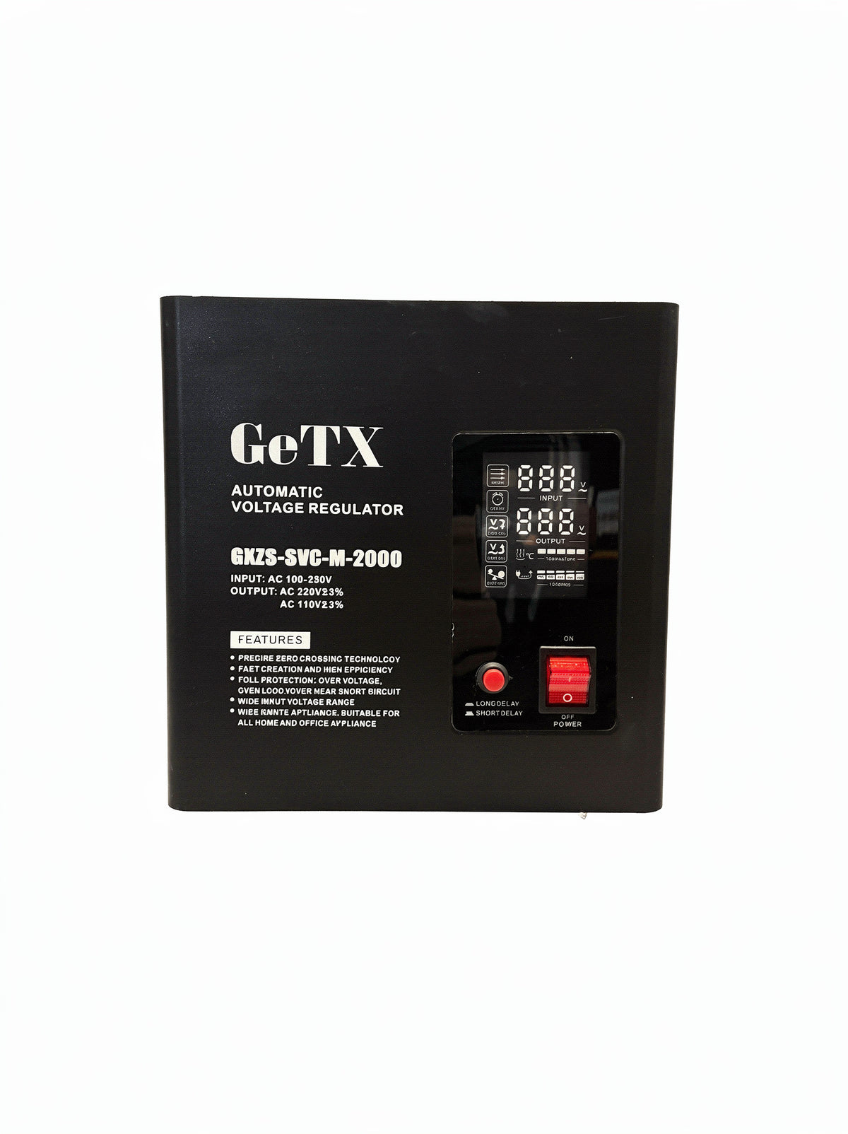 GeTX 2000VA Automatic Voltage Stabilizer Servo Motor | Single Phase Voltage Regulator 220V/110V with Protection