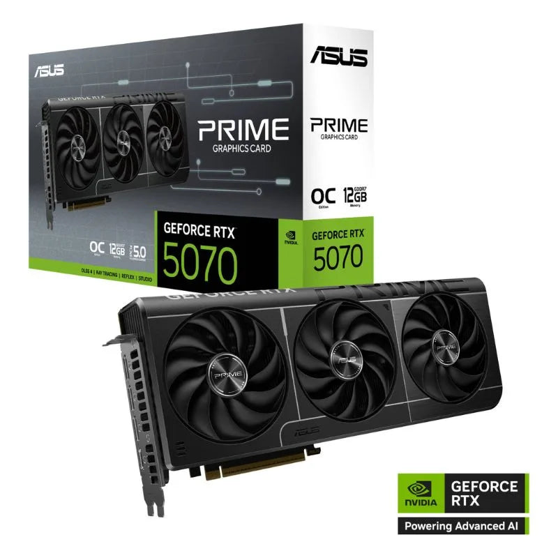 ASUS PRIME GeForce RTX 5070 OC Edition 12GB GDDR6X Graphics Card – Black