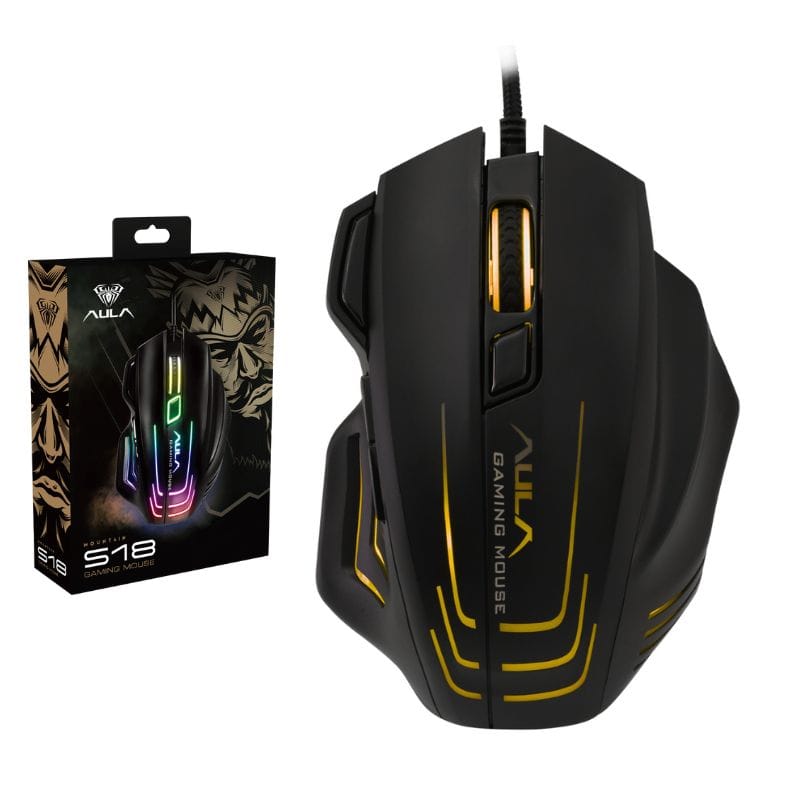 AULA S18 RGB 7-Buttons 6400 DPI Wired Gaming Mouse Black
