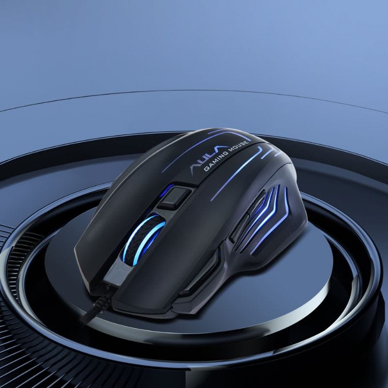 ماوس الألعاب السلكي AULA S18 RGB بـ 7 أزرار و6400 نقطة لكل بوصة باللون الأسود
