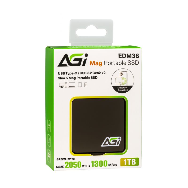 محرك أقراص صلبة خارجي محمول AGI EDM38 1TB مغناطيسي (متوافق مع iPhone 15)