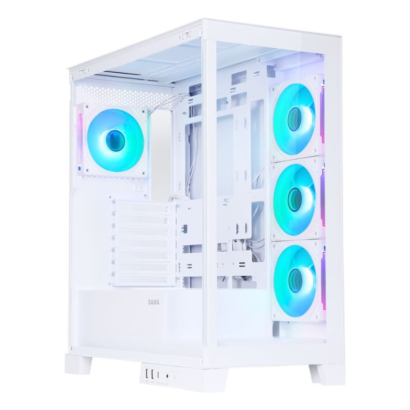 SAMA Neview 3321 ATX Mid Tower Gaming Case (4-ARGB Pre-installed fans &amp; Hub Control) - White
