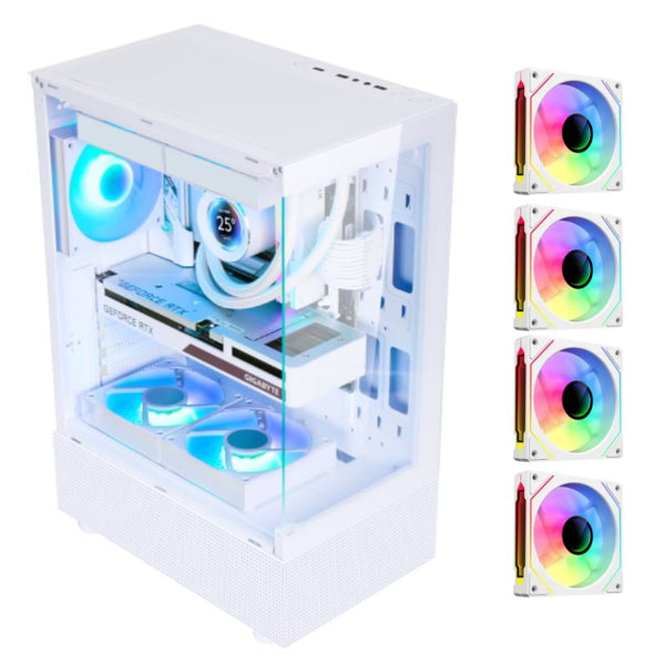 SAMA Neview 3321 ATX Mid Tower Gaming Case (4-ARGB Pre-installed fans &amp; Hub Control) - White