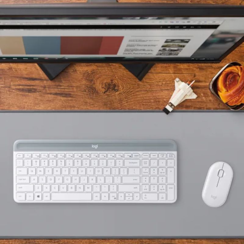 لوجيتك MK470 سليم لاسلكي لوحة مفاتيح وماوس مدمجة – أبيض
