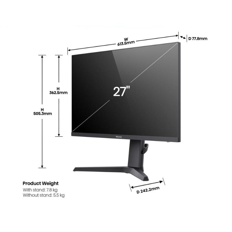 شاشة ألعاب Hisense 27G6Q مقاس 27 بوصة 300 هرتز QHD (2560×1440) سريعة IPS زمن استجابة 1 مللي ثانية (GTG)