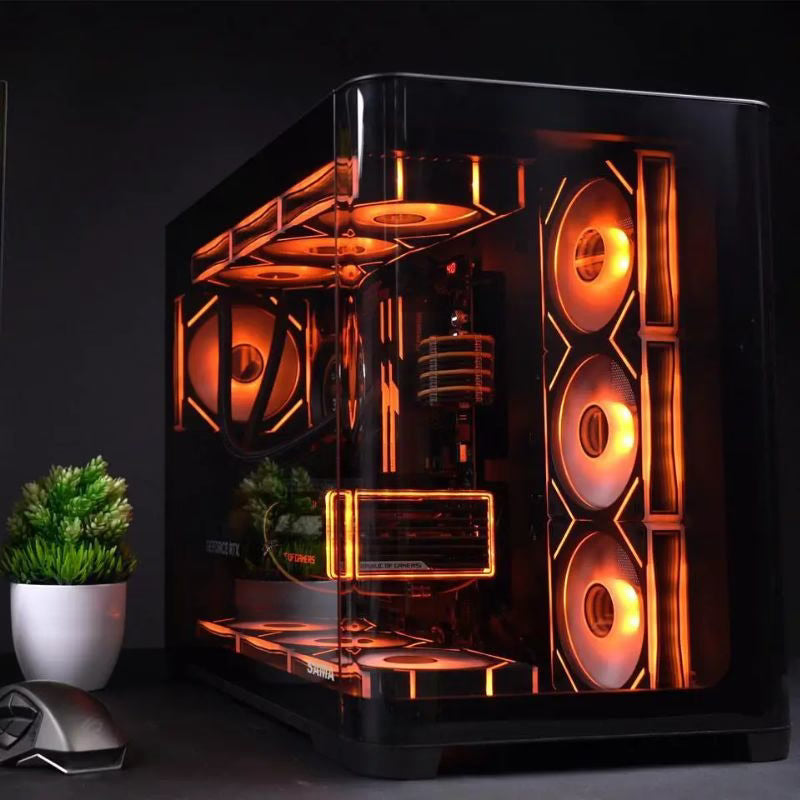 SAMA 2851A ATX Mid-Tower Gaming Case (With 4-ARGB Pre-installed fans &amp; Fan Hub) - Black
