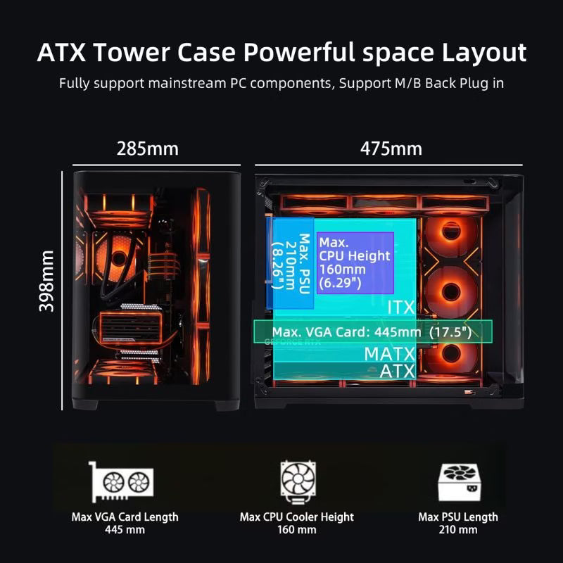 SAMA 2851A ATX Mid-Tower Gaming Case (With 4-ARGB Pre-installed fans &amp; Fan Hub) - Black