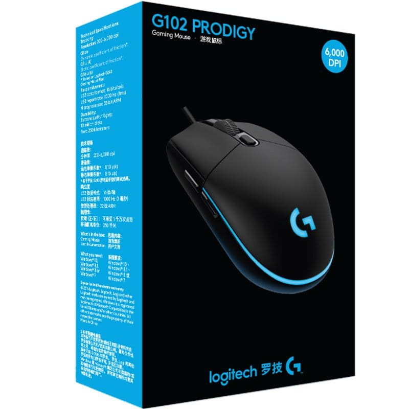 ماوس ألعاب لوجيتك G102 بتقنية لايت سينك RGB وبدقة 8000 نقطة لكل بوصة - أسود