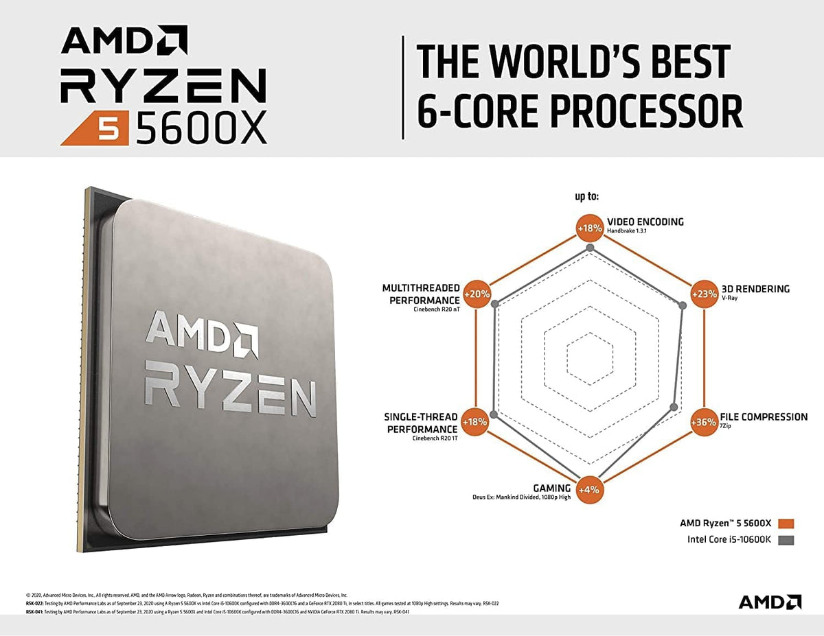 معالج سطح المكتب AMD Ryzen 5 5600X AM4 - صينية