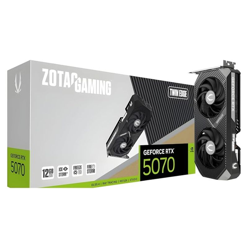 ZOTAC Gaming GeForce RTX 5070 Twin Edge 12GB GDDR7 Dual Fan Graphics Card - Black