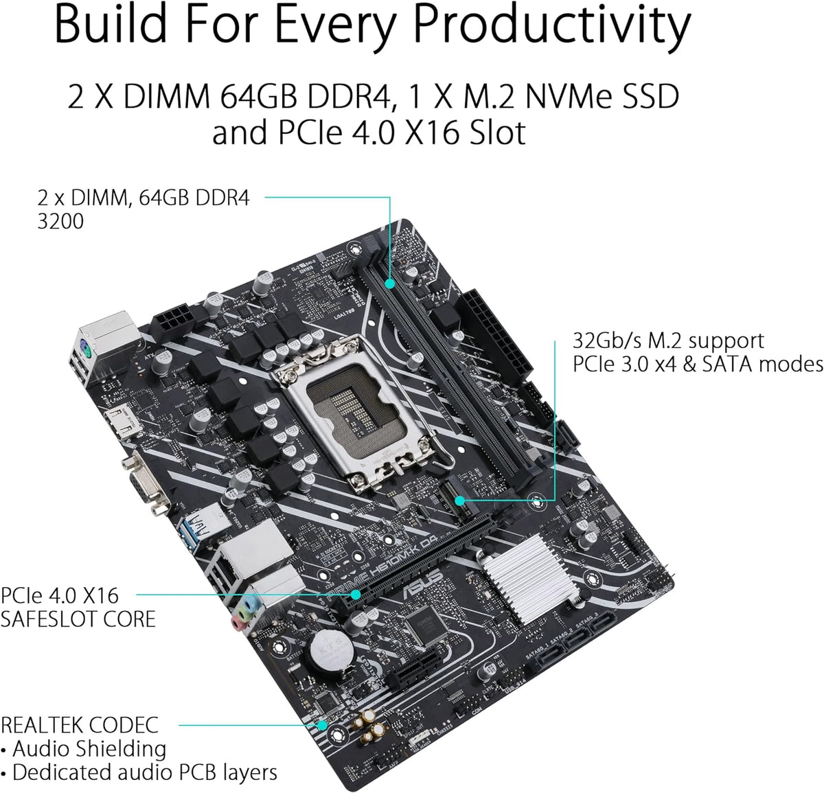 ASUS PRIME H610M-K D4 ARGB Motherboard