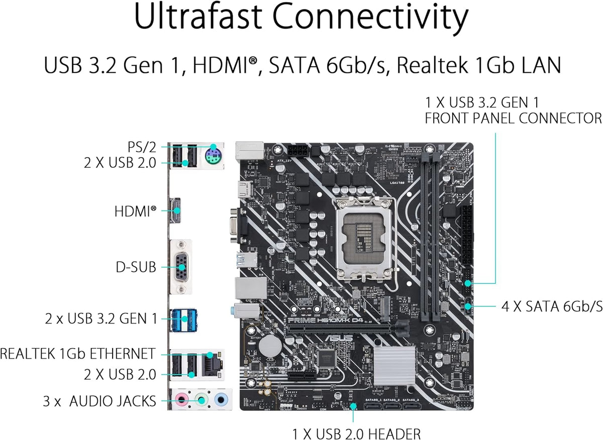 ASUS PRIME H610M-K D4 ARGB Motherboard