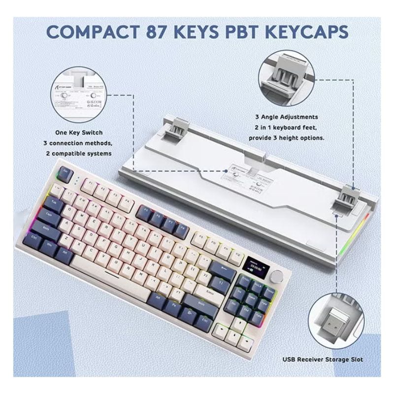 ATTACK SHARK K86 RGB Wireless Mechanical Gaming Keyboard - Retro Blue