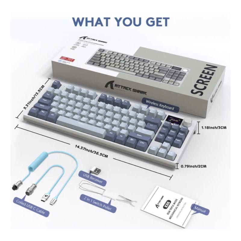 ATTACK SHARK K86 RGB Wireless Mechanical Gaming Keyboard - Lavender Blue
