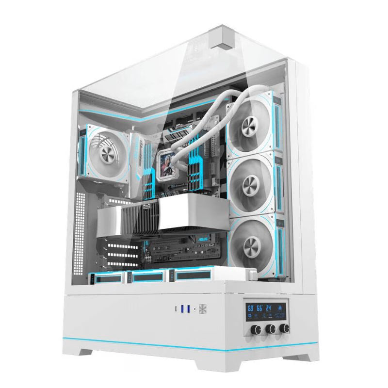 DarkFlash DY450L Pro ATX Tempered Glass Gaming Case With out Fans – White