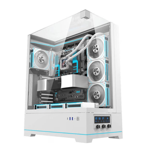 DarkFlash DY450L Pro ATX Tempered Glass Gaming Case With out Fans – White
