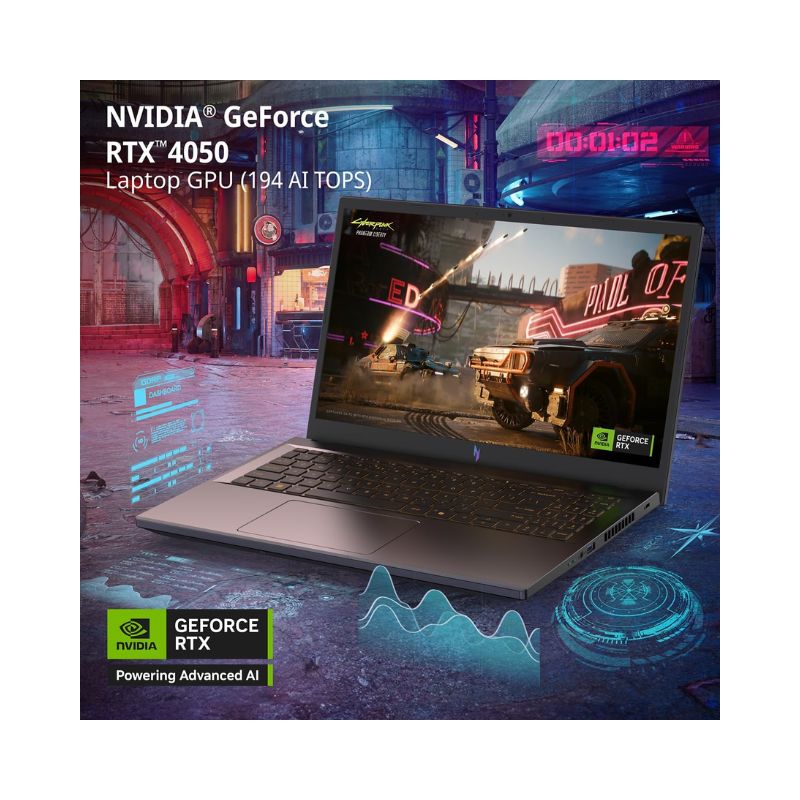 لابتوب الألعاب Acer Nitro V 15 ANV15-51-76ER - معالج Intel Core i7-13620H، ذاكرة وصول عشوائي 16 جيجابايت، قرص SSD سعة 512 جيجابايت، بطاقة رسومات RTX 4050 بسعة 6 جيجابايت، شاشة IPS بحجم 15.6 بوصة ومعدل تحديث 165 هرتز