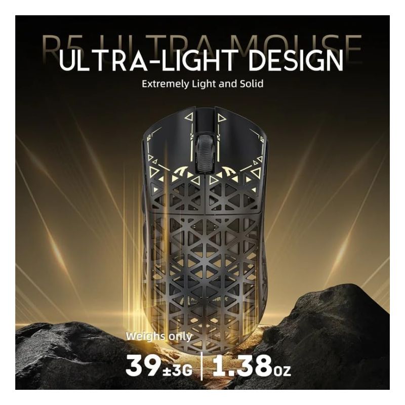 Attack Shark R5 Ultra Carbon Fiber 42000 DPI RGB Wireless Gaming Mouse – Black
