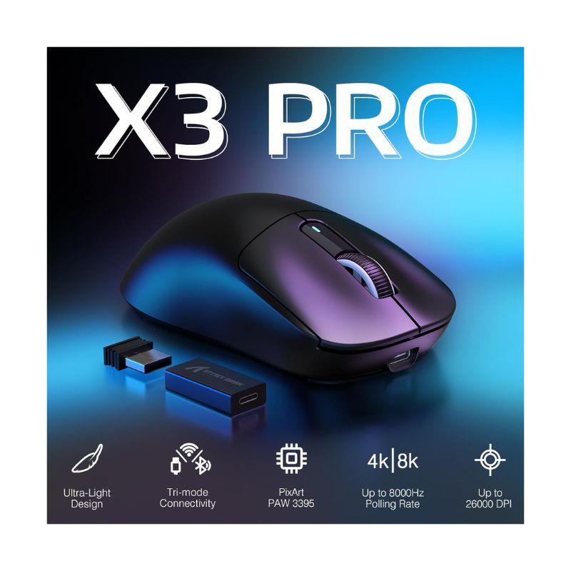 ماوس ألعاب لاسلكي Attack Shark X3 Pro 26000 DPI RGB – أسود