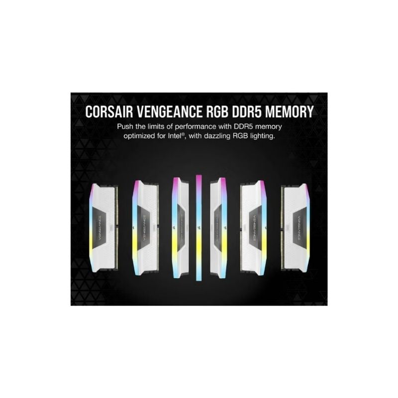 CORSAIR Vengeance RGB 32GB (2x16GB) DDR5 6200MHz CL36 Desktop Memory – White