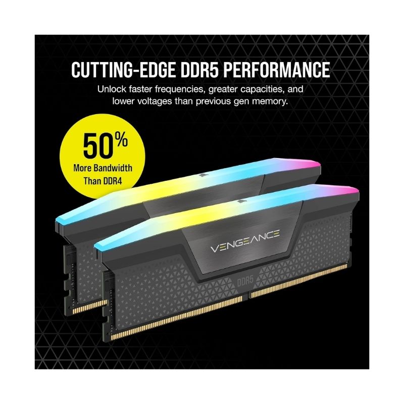 CORSAIR Vengeance RGB 32GB (2x16GB) DDR5 6400MHz CL36 Desktop Memory - Black