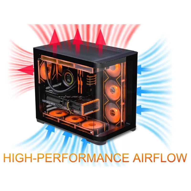 SAMA Neview 2851M MATX زجاج مقوّى منحني (4 مراوح ARGB مثبتة مسبقًا + موزع مراوح ARGB) – أسود