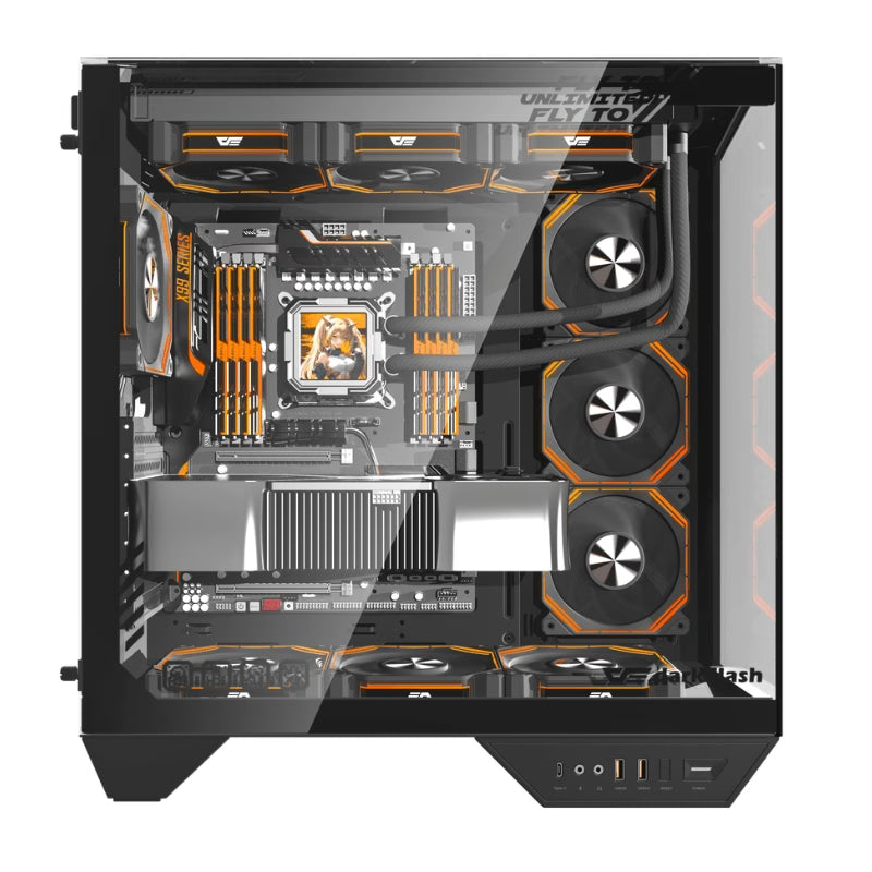 DarkFlash DY470 ATX Gaming PC Case With (4x Pre-installed ARGB fans) - Black