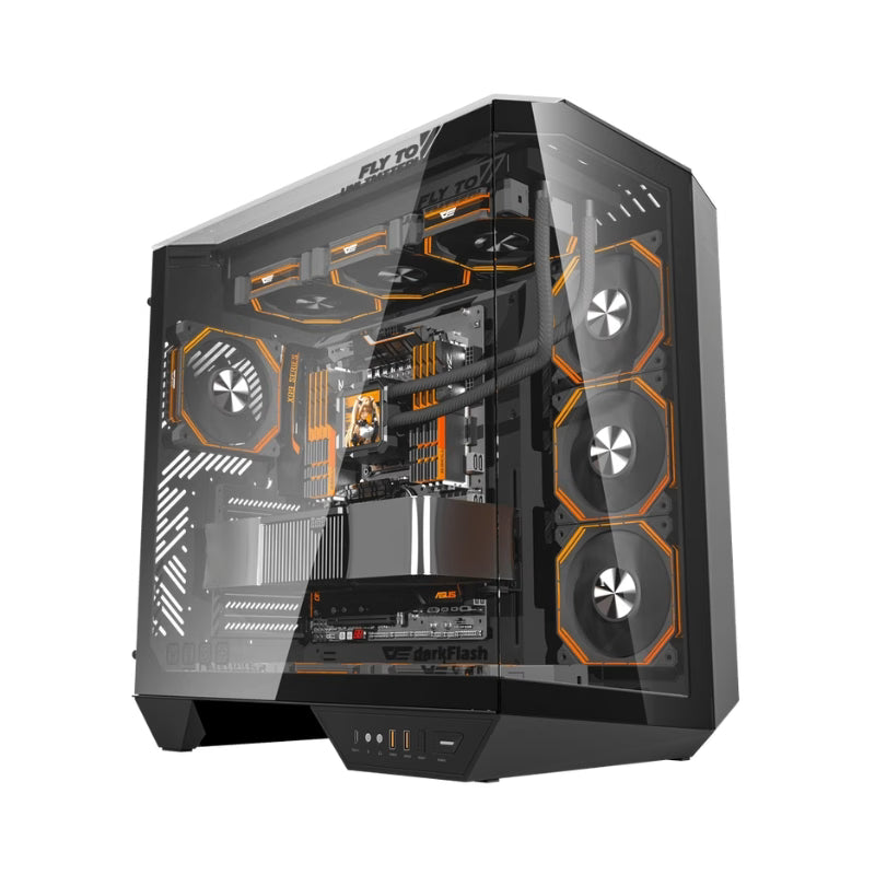 DarkFlash DY470 ATX Gaming PC Case With (4x Pre-installed ARGB fans) - Black