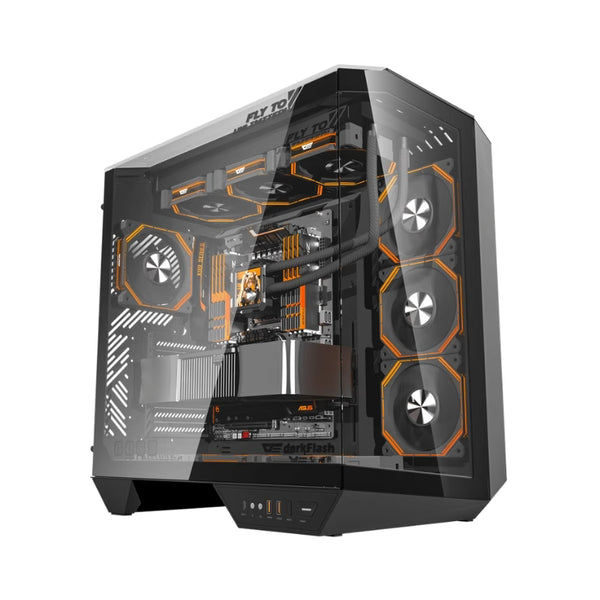 DarkFlash DY470 ATX Gaming PC Case With (4x Pre-installed ARGB fans) - Black