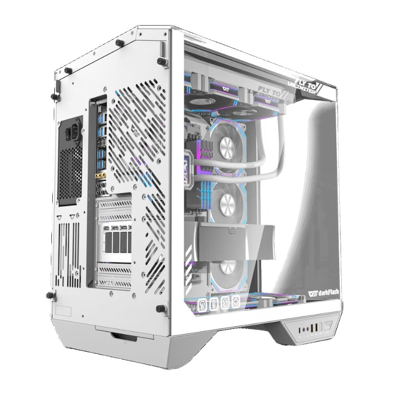 DarkFlash DY470 ATX Gaming PC Case With (4x Pre-installed ARGB fans) - White