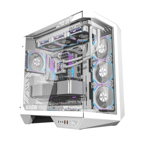 DarkFlash DY470 ATX Gaming PC Case With (4x Pre-installed ARGB fans) - White