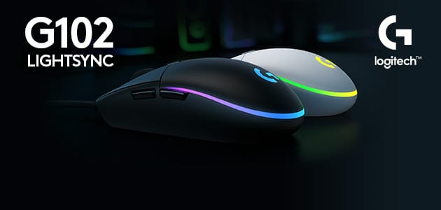 ماوس ألعاب لوجيتك G102 بتقنية لايت سينك RGB وبدقة 8000 نقطة لكل بوصة - أسود