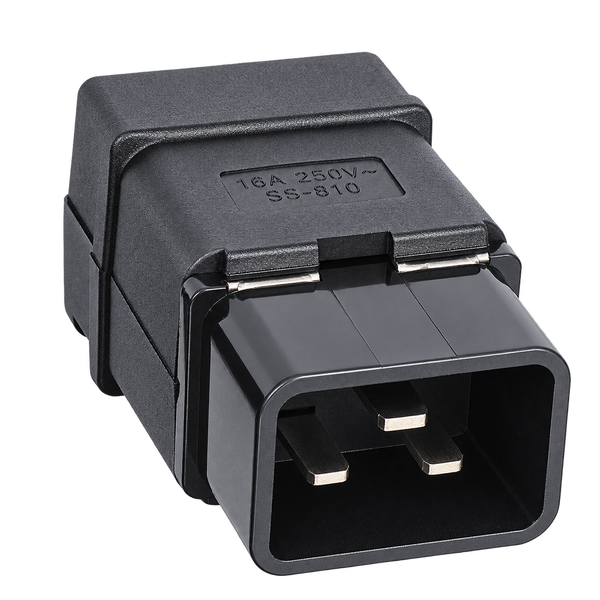 GETX SS-810 IEC C20 male connector, front view / موصل ذكر (ميل) من الأمام