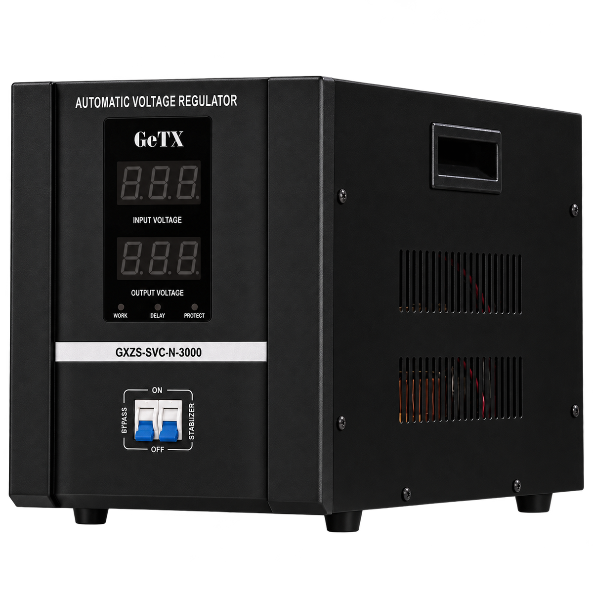 GeTX GXZS-SVC-N-3000 3000VA — صورة جانبية مفرّغة والجهاز مطفأ