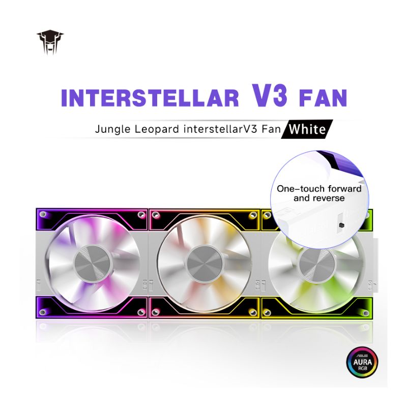 مراوح Jungle Leopard Interstellar V3 ARGB القابلة للعكس 120 ملم (3 قطع) – أبيض