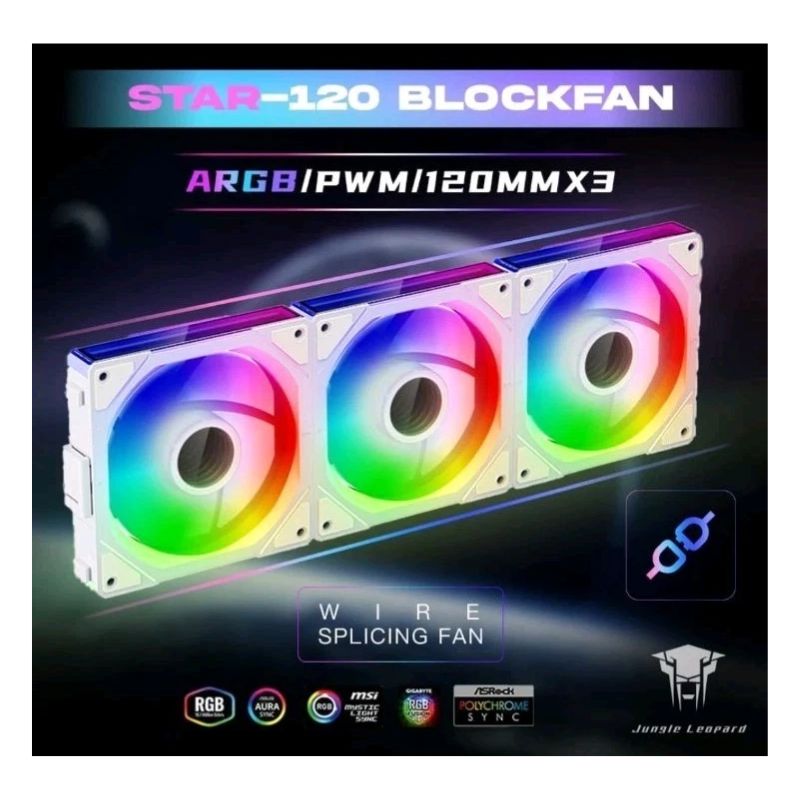 مراوح Jungle Leopard Interstellar V3 ARGB القابلة للعكس 120 ملم (3 قطع) – أبيض