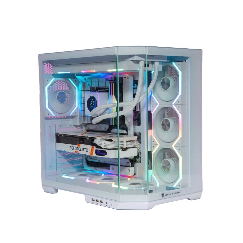Jungle Leopard AS-01T Mid Tower ATX Gaming Case (4 Pre-Installed ARGB Fans) – White