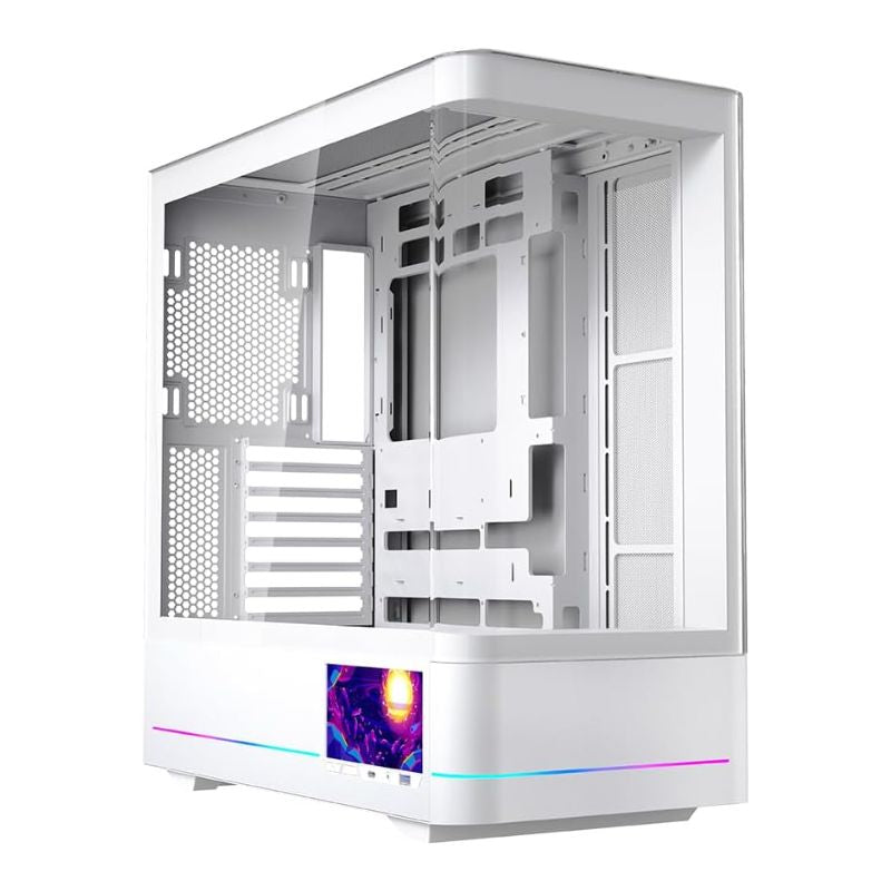 Jungle Leopard AC-02 ATX Mid Tower Gaming Case With LCD Display (Without Fans) – White
