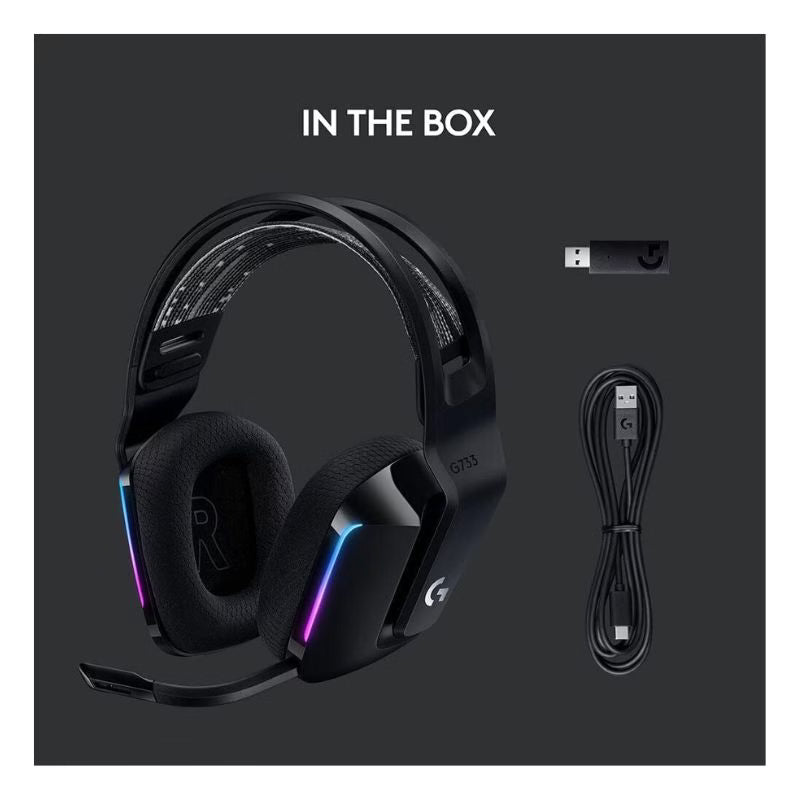 سماعة الألعاب اللاسلكية Logitech G733 LIGHTSPEED RGB – أسود