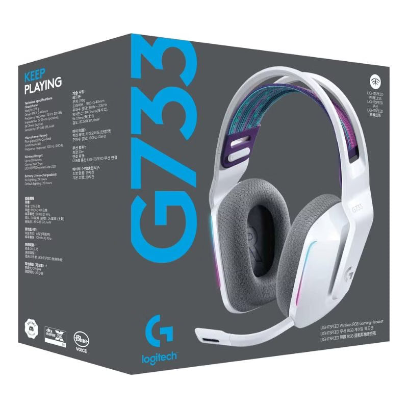 سماعة الألعاب اللاسلكية Logitech G733 LIGHTSPEED RGB – أبيض